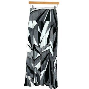 Sunny Leigh Womens Small Black & White Geometric Maxi Skirt Polyester/Spandex